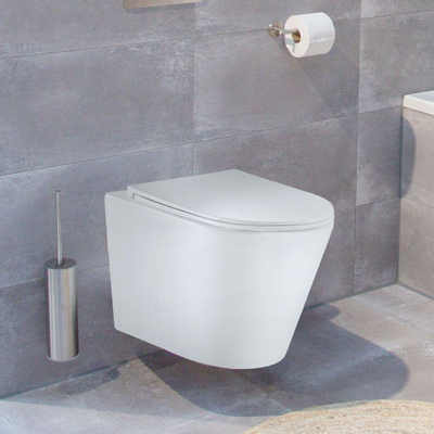QeramiQ Dely Pack WC suspendu - 36.3x51.7cm - à fond creux - sans bride - avec abattant slim - Blanc brillant
