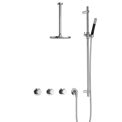 Hotbath Cobber X IBSX70 Regendoucheset inbouw - hoofddouche 20cm - plafondarm 30cm - glijstang - handdouche staaf 1 stand - Chroom