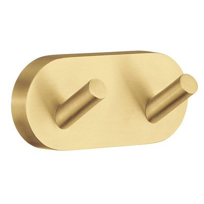 Smedbo Home Handdoekhaak - 9x4cm - dubbel - geborsteld messing