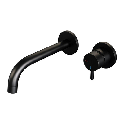 BRAUER Black Edition Wastafelmengkraan inbouw - gebogen uitloop links - hendel kort smal - inclusief inbouwdeel - model B 1 - mat zwart