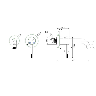Best Design Exclusive Lyon Decorata mitigeur mural encastré saillie=20cm or rosé mat