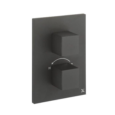 Crosswater WaterSquare Mitigeur douche thermostatique encastrable avec 2 sorties Noir mat