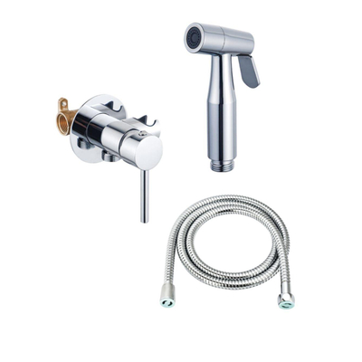 FugaFlow Eccelente Robinet mélangeur d'accès pour bidet - support de douchette - flexible de douche 100cm - douchette bidet - chrome