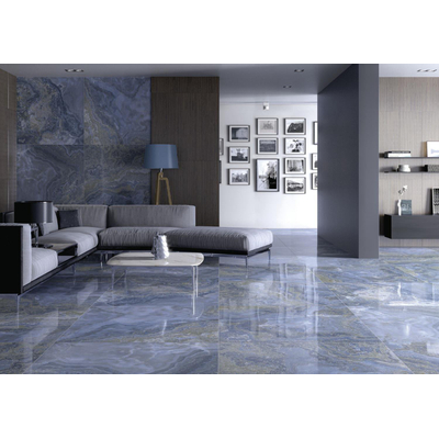 Cifre Ceramica wand- en vloertegel - 120x120cm - 10.7mm - Vierkant - gerectificeerd - Marmerlook - Blauw Glans