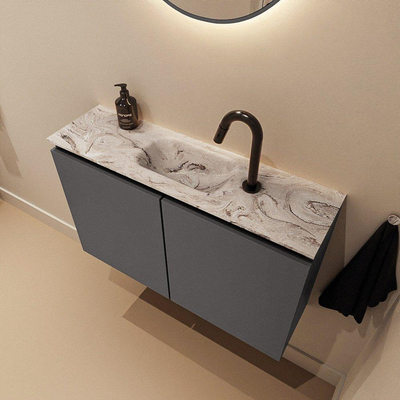 MONDIAZ TURE-DLUX 80cm toiletmeubel Dark Grey. EDEN wastafel Glace positie midden. Met 1 kraangat.