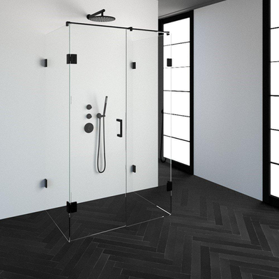 Saniclass Create Cabine de douche XL 120x80cm sans profilé avec verre de sécurité anticalcaire 8mm noir mat