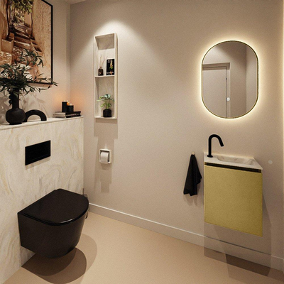 MONDIAZ TURE-DLUX 40cm toiletmeubel Oro. EDEN wastafel Ostra positie rechts. Met 1 kraangat.
