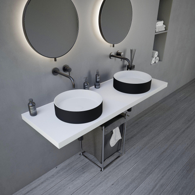 Ideavit Solidthin waskom - 40x40x12.5cm - Solid surface - Rond - Mat Zwart