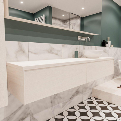 ENSEMBLE DE MEUBLE MONDIAZ LUSH - 180 cm - 2 tiroirs - lavabo BARCO - vasque à droite - 0 trous de robinet - sous-couche