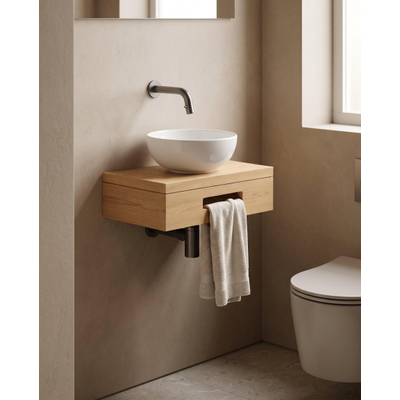 Royal Plaza Terra pack lave-mains – 40 x 25 x 10 cm – bois blanc brillant – avec porte-serviette