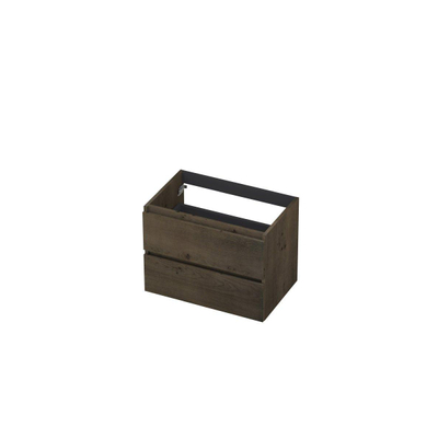 INK Wastafelonderkast - 70x45x52cm - 2 lades - greeploos - met houten keerlijst - MDF - Charcoal
