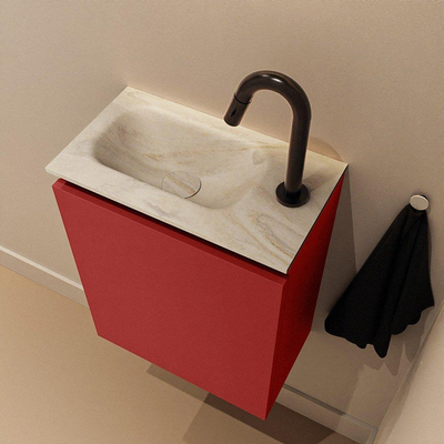 MONDIAZ TURE-DLUX 40cm toiletmeubel Fire. EDEN wastafel Ostra positie links. Met 1 kraangat.