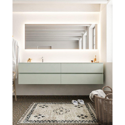 Mondiaz VICA ensemble de meuble de salle de bain - 200cm - meuble sous-vasque gris - 4 tiroirs - lavabo lune gauche - 1 trou de robinet - miroir LED - version XL 60cm de haut