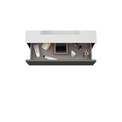 Adema Chaci Meuble sous vasque - 60x86x46cm - 3 tiroirs - poignée intégrée - MFC - Noir mat
