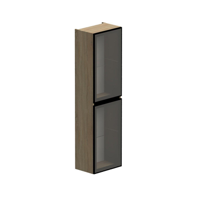 Thebalux hoge kast 165x45x29 2x glasdeur 1x greeplijst mat zwart links draaiend t.b.v. Type 1/3/5/9