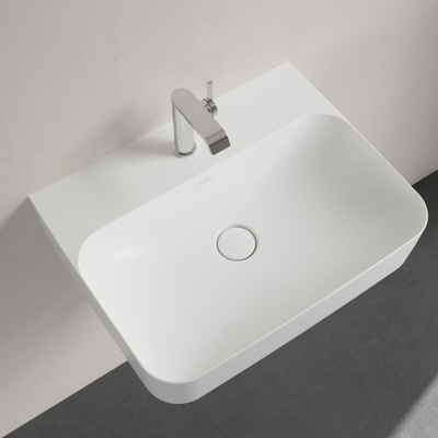 Villeroy & Boch finion wastafel - 1 kraangat - 60x47cm CeramicPlus - met verdekte overloop - Stone White (mat wit)