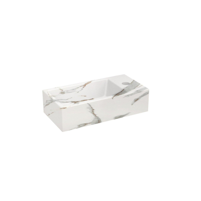 Riho Lave-main - 41x20.5x10.5cm - 1 trou de robinet droite - marbre - blanc