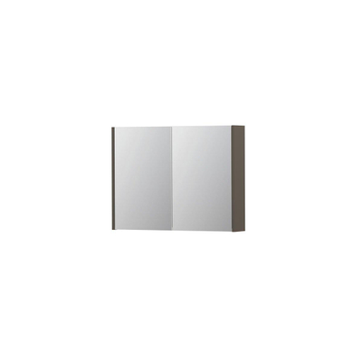 INK SPK1 Spiegelkast - 80x14x60cm - 2 deuren - dubbelzijdige Spiegel - schakelaar en stopcontact - MDF lak taupe mat