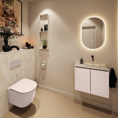 MONDIAZ TURE-DLUX Meuble WC 60cm Rosee. EDEN vasque Ostra position à droite. Sans trou de robinet.