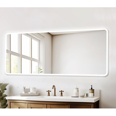 Fugaflow Eccelente Arredo Badkamerspiegel - 160x70cm - met afgeronde hoeken - horizontale / verticale plaatsing - indirecte LED verlichting - spiegelverwarming - Infrarood-sensor aan onderzijde