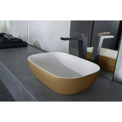 By Goof Waskom - opbouw - 46x12.2x34cm - Solid surface - Ovaal - Mat Goud