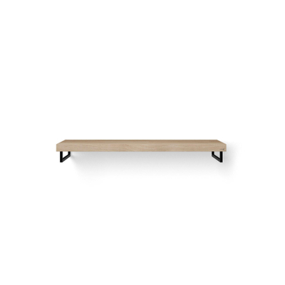 Looox Wood collection plan sous vasque - 140x46cm - Avec porte-serviettes noir mat - Chêne massif Old grey