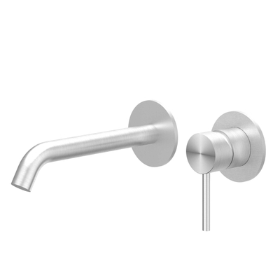 IVY Concord Mitigeur de lavabo - 2 trous - avec partie encastrée - montage mural - bec courbé - coldstart - RVS316 - brossé