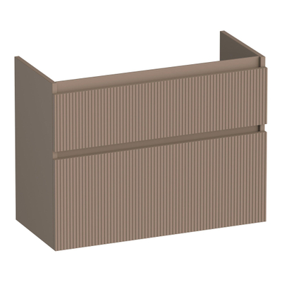 BRAUER Delight Wavy wastafelonderkast ondiep 80 2 softclose lades - greeploos - 1 sifon uitsparing - mat mokka