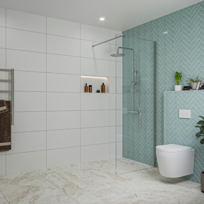 FugaFlow Eccelente Vetro inloopdouche badkamer - 70x200cm - helder glas - wandarm - chroom