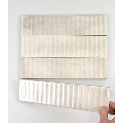 Cifre Cerámica Mussa Pour carrelage mural - 30x7.5cm - 8mm - nervuré - Ivoire