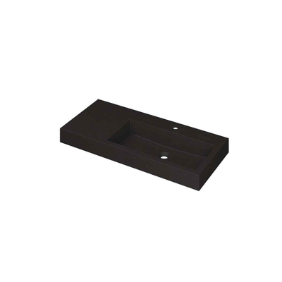 INK Momento wastafel - 100x45x9cm - 1 wasbak rechts - 1 kraangat - Quartz zwart
