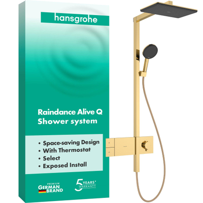 Hansgrohe Raindance alive showerpipe - 210/340 1 jet thermostaat polished gold