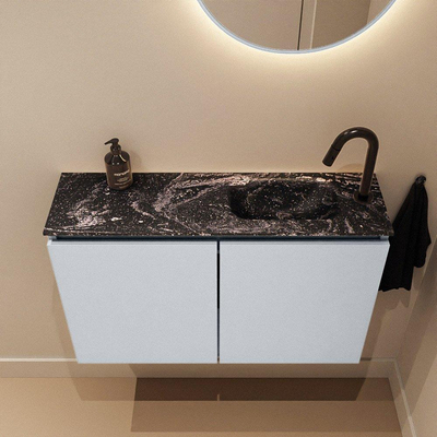 MONDIAZ TURE-DLUX Meuble de toilette 80cm Clay. Lavabo EDEN Lava position droite. Avec 1 trou de robinet.