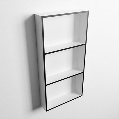 Mondiaz Easy nis 29.5x59.5x8cm voor Inbouw/opbouw 3 open vakken Solid surface Talc/Urban
