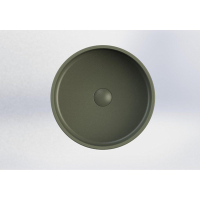 Arcqua Case Vasque à poser - 40x40cm - Rond - Marbre coulé Vert mat
