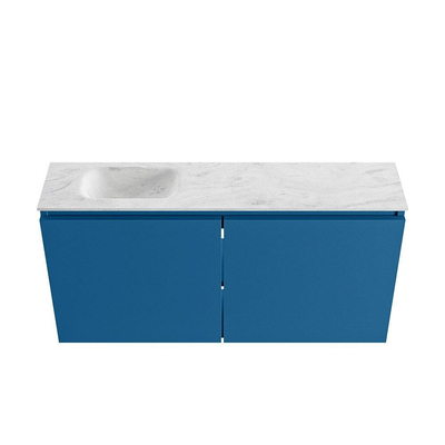 MONDIAZ TURE-DLUX 100cm toiletmeubel Jeans. EDEN wastafel Opalo positie links. Met 1 kraangat.
