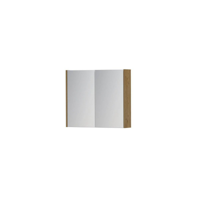 INK SPK1 spiegelkast – 70x60x14 cm – 2 deuren, dubbelzijdige spiegeldeuren – Fineer Natur