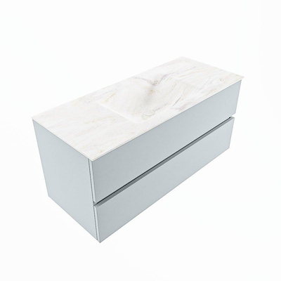 Mondiaz VICA-DLUX ensemble de meuble de salle de bain - 110cm - meuble sous-vasque argile - 2 tiroirs - lavabo encastré nuage milieu - sans trous de robinet - version haute 60cm - ostra