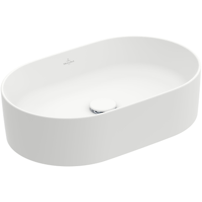 Villeroy & Boch Collaro opzetwastafel ovaal 56x36cm zonder overloop zonder kraangat ceramic+ stone white OUTLETSTORE