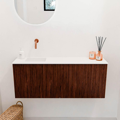 Mondiaz JOYA 100cm toiletmeubel - kleur Ruby - Wastafel FAYE positie Links Zonder kraangat kleur Talc.