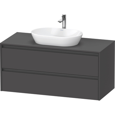 Duravit Ketho.2 Wastafelonderbouwkast - inclusief consoleplaat - met 2 laden - 120x55x56.8cm - met handgrepen antraciet - grafiet mat