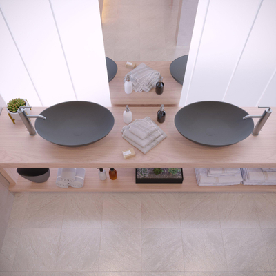 Ideavit Solidthin Lavabo - autoportant - 60x40x14.5cm - ovale - solid surface - gris foncé
