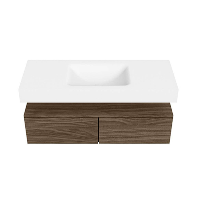 MONDIAZ ALAN Ensemble meuble de salle de bains - 120cm - meuble bas Mocha - 2 tiroirs - Vasque suspendue CLOUD - centre - 1 trou de robinet - Talc