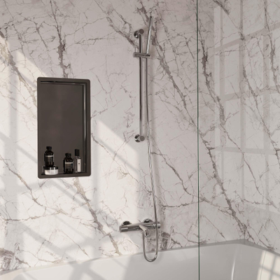 Robinet de baignoire à encastrer Brauer Chrome - barre de douche - 2 fonctions - 2 boutons avec relief - douchette à main 1 fonction - chrome