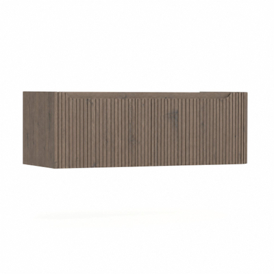 H&R Badmeubelen Juice Wastafelonderkast - 120x45x40cm - rechterhoek afgerond - 3D-front - 2 lades - geïntegreerde greep - tucson oak