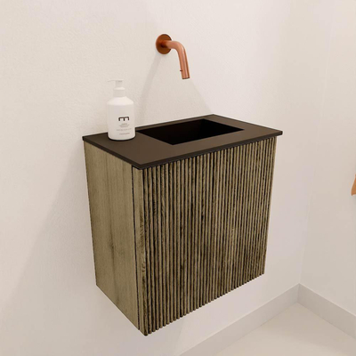 Mondiaz JOYA 40cm toiletmeubel - kleur Dusk - Wastafel FAYE positie Rechts Zonder kraangat kleur Urban.