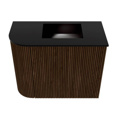 Mondiaz JOYA 51.6cm toiletmeubel - ronding links kleur Walnut - Wastafel FAYE positie Rechts Zonder kraangat kleur Urban.