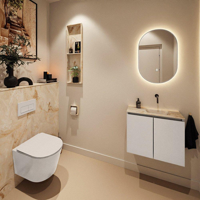 MONDIAZ TURE-DLUX 60cm toiletmeubel Linen. EDEN wastafel Frappe positie rechts. Zonder kraangat.