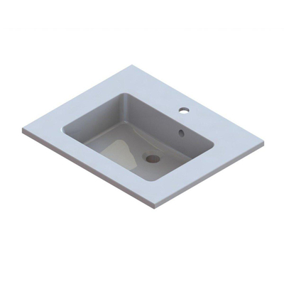 Nemo Go Ensemble de meuble - 60x65x45.5cm - 2 tiroirs - sans poignée - 1 vasque Blanc brillant - 1 trous de robinet - avec miroir - MDF standard white