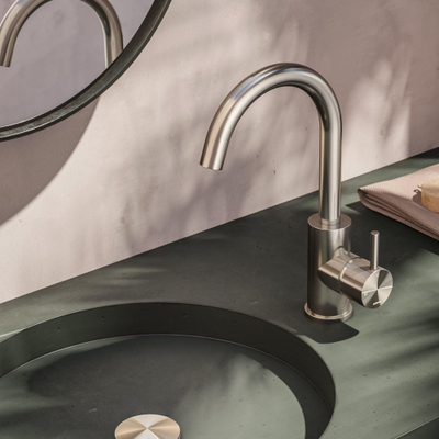 Hotbath Archie mitigeur de lavabo avec bec pivotant bec sans waste inox